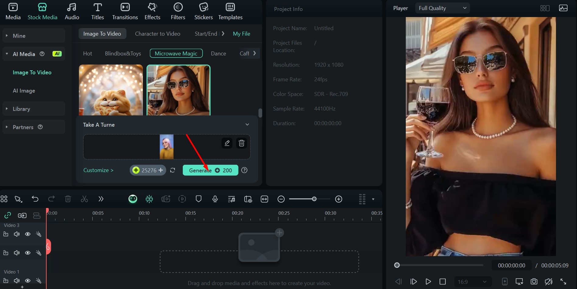 filmora image to video generate