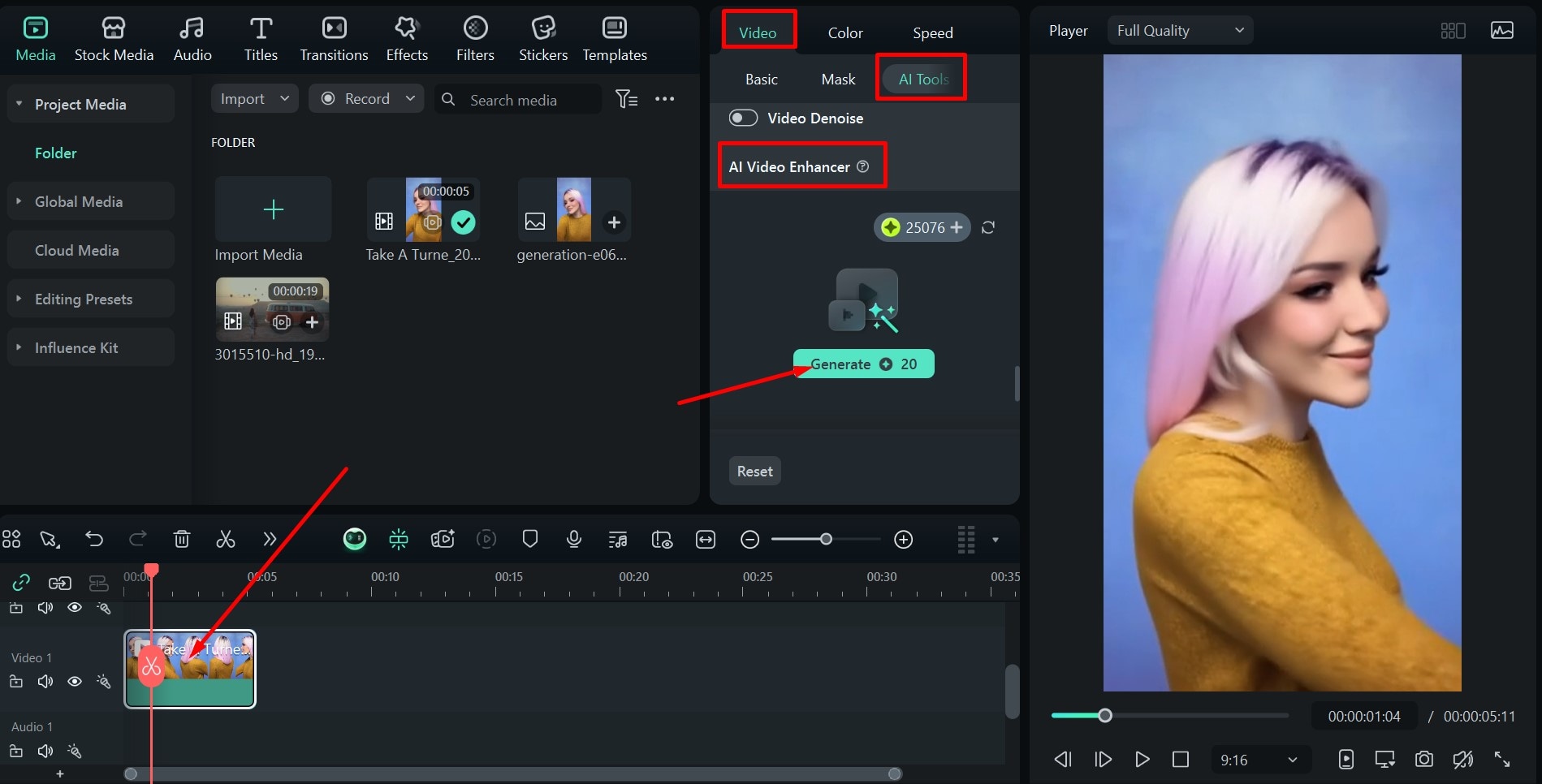filmora ai video enhancer