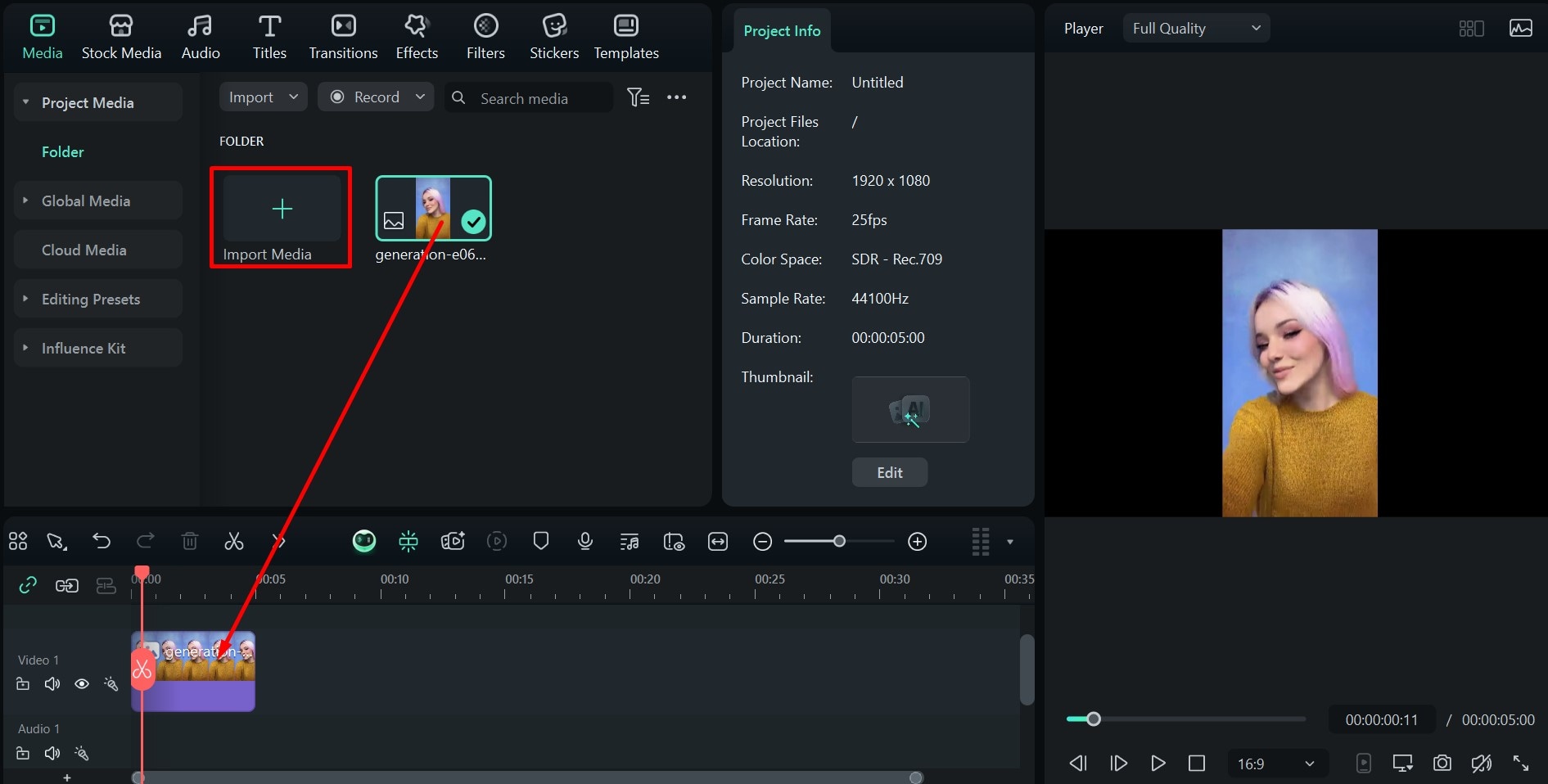 filmora drag image to timeline