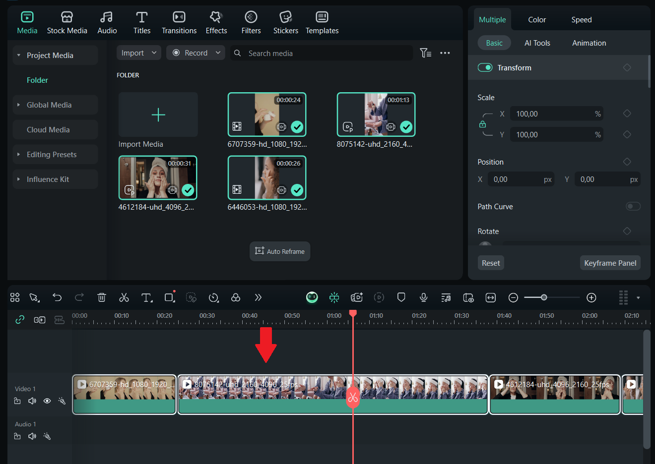 drag your files into the timeline