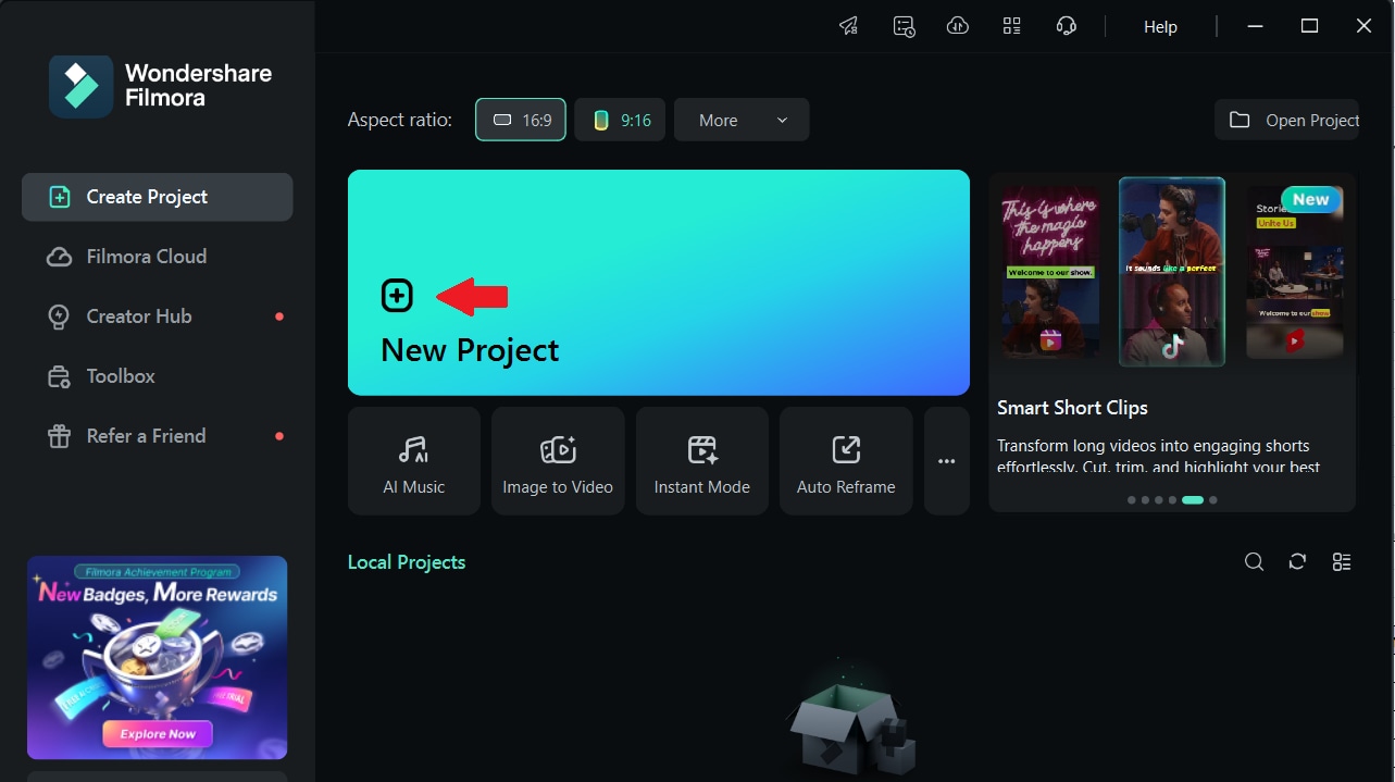 click a new project