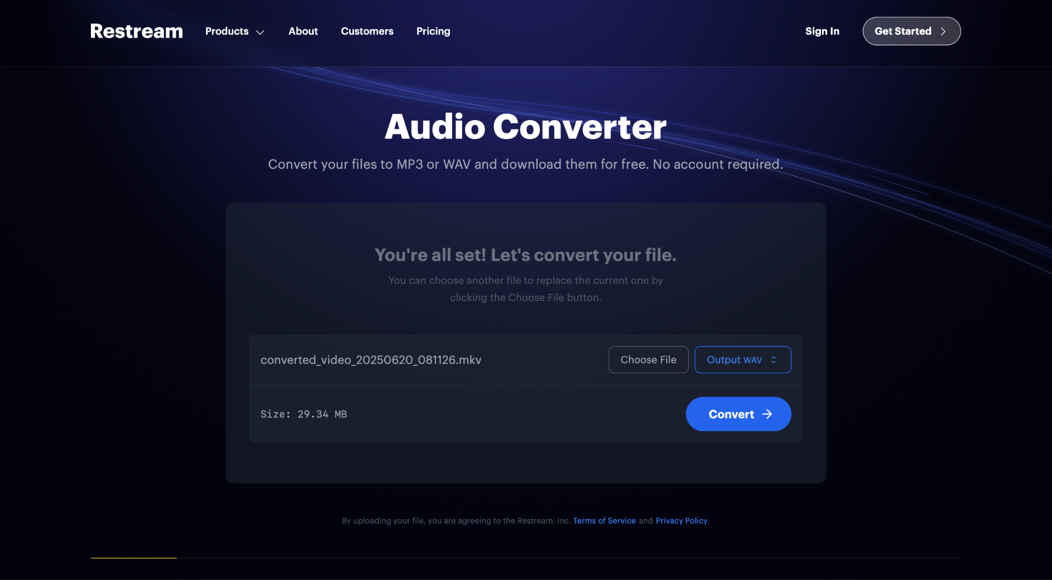 restream convert mkv to wav