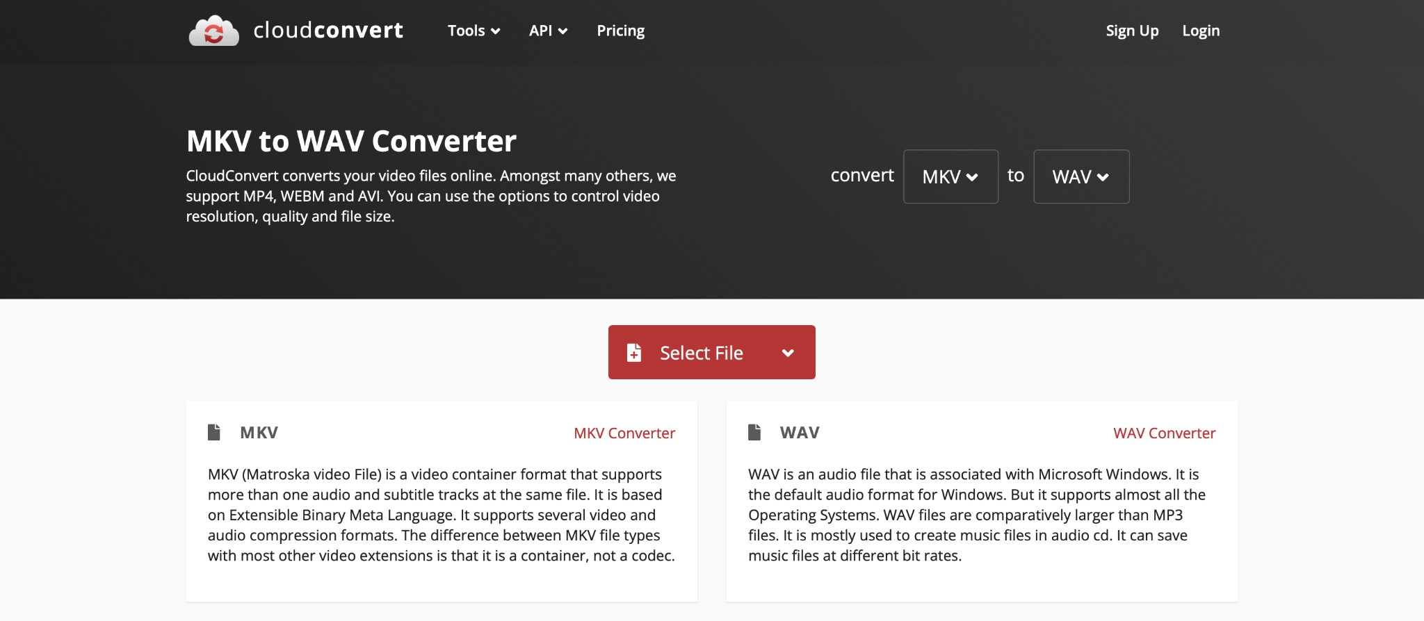 cloudconvert mkv to wav converter