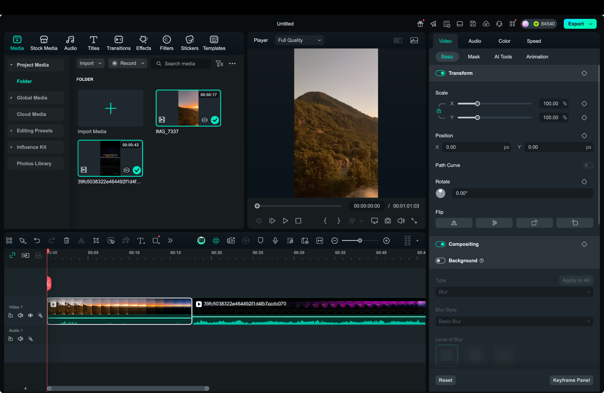 import mov files to filmora