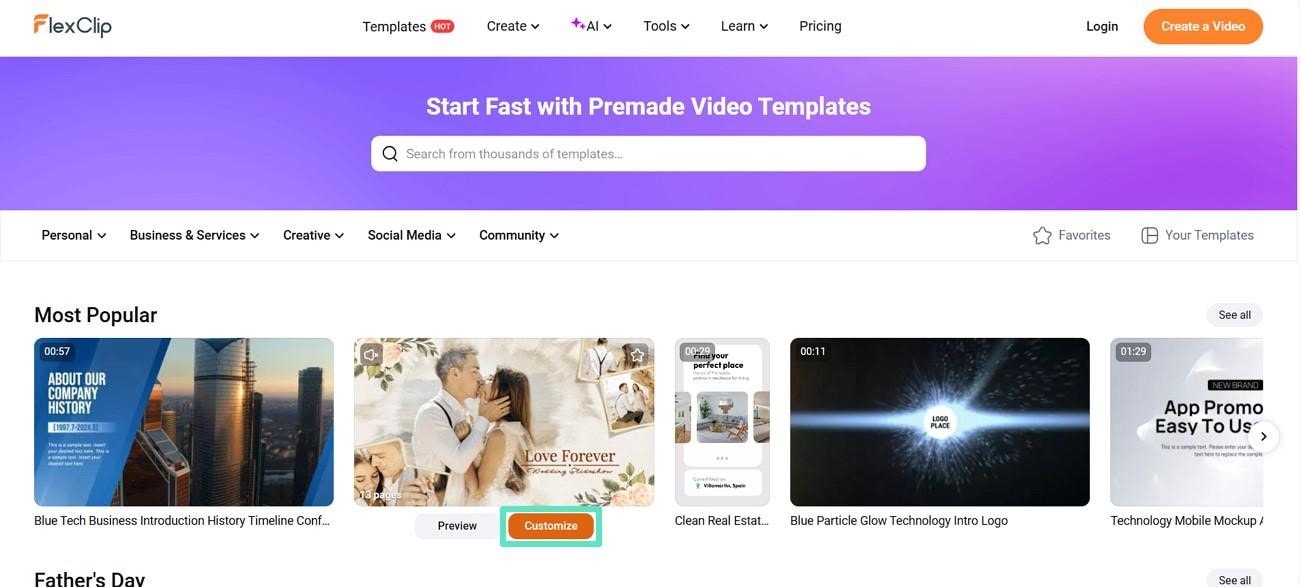 customize picked template