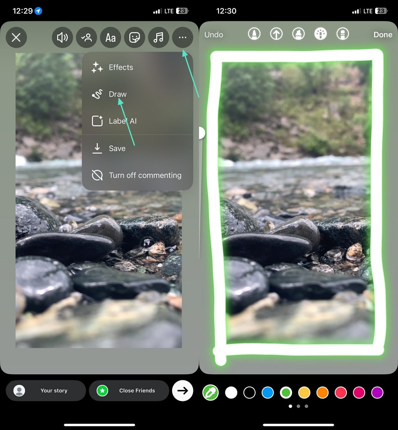 draw borders on instagram story