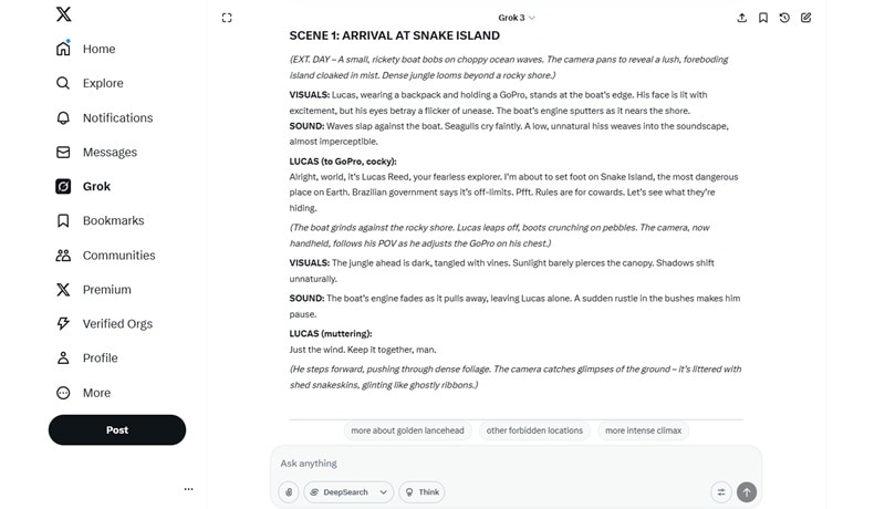 video script generated by grok 3