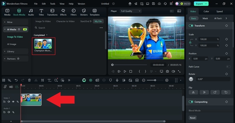 drag the video to timeline