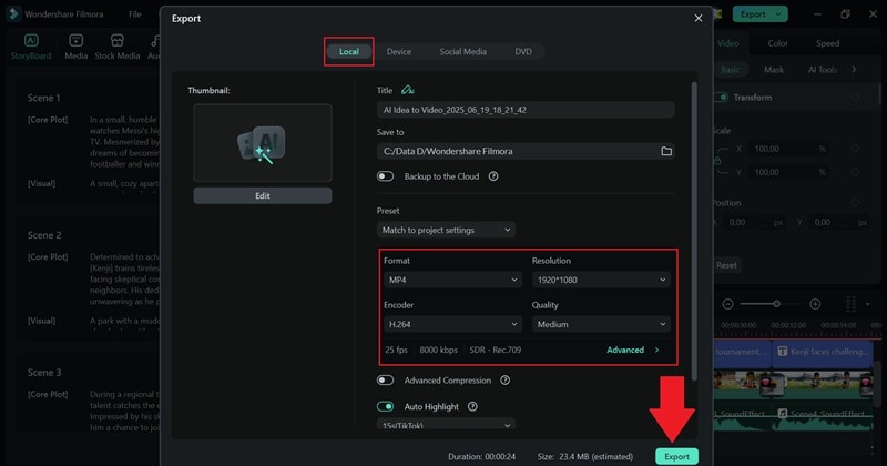 save ai video to your device