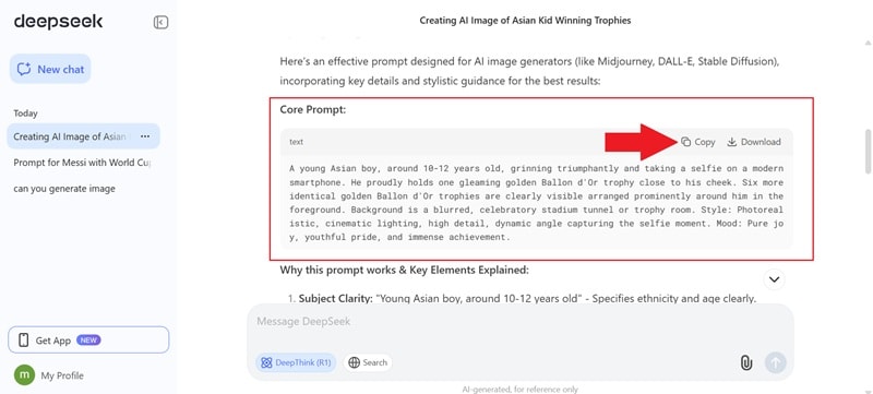see the deepseek r1 prompt suggestions