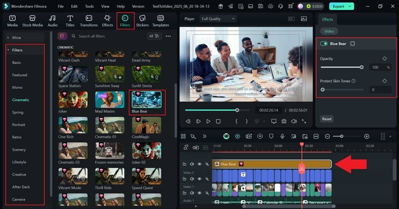 add filters to the video