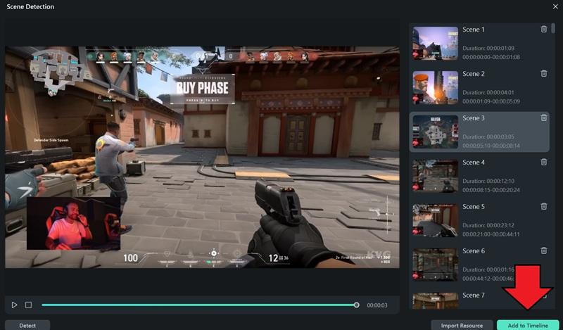 add selected clips to timeline