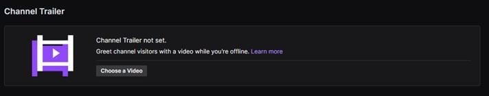 upload twitch channel video trailer