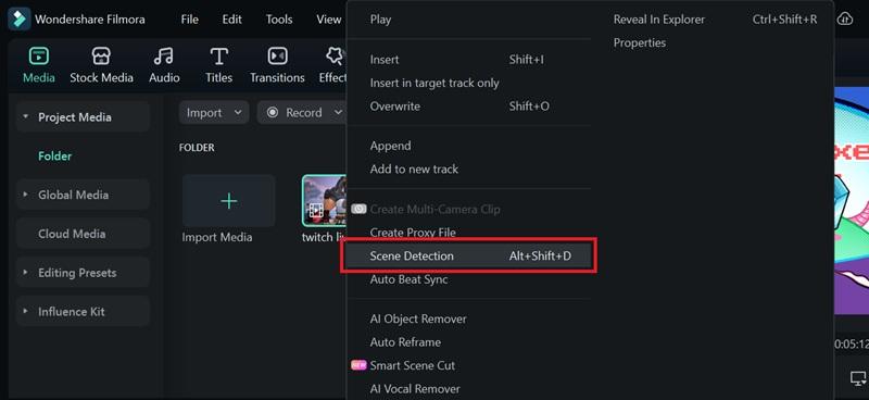 use scene detection in filmora