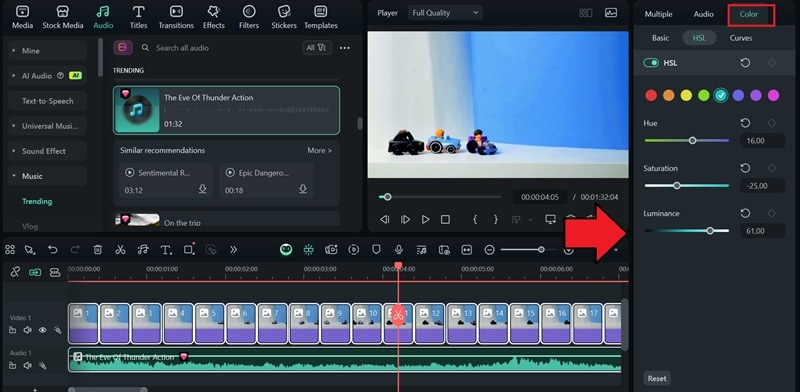 color grade stop motion video