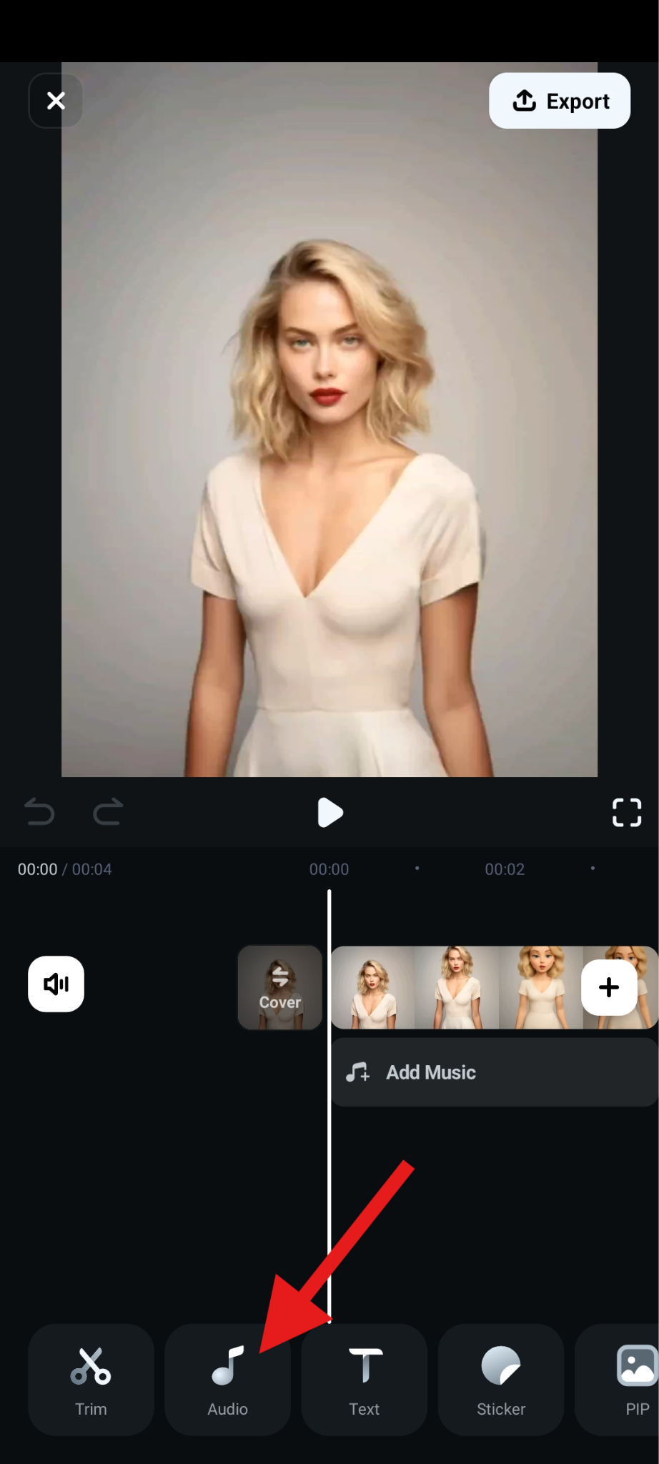 find audio section in filmora mobile