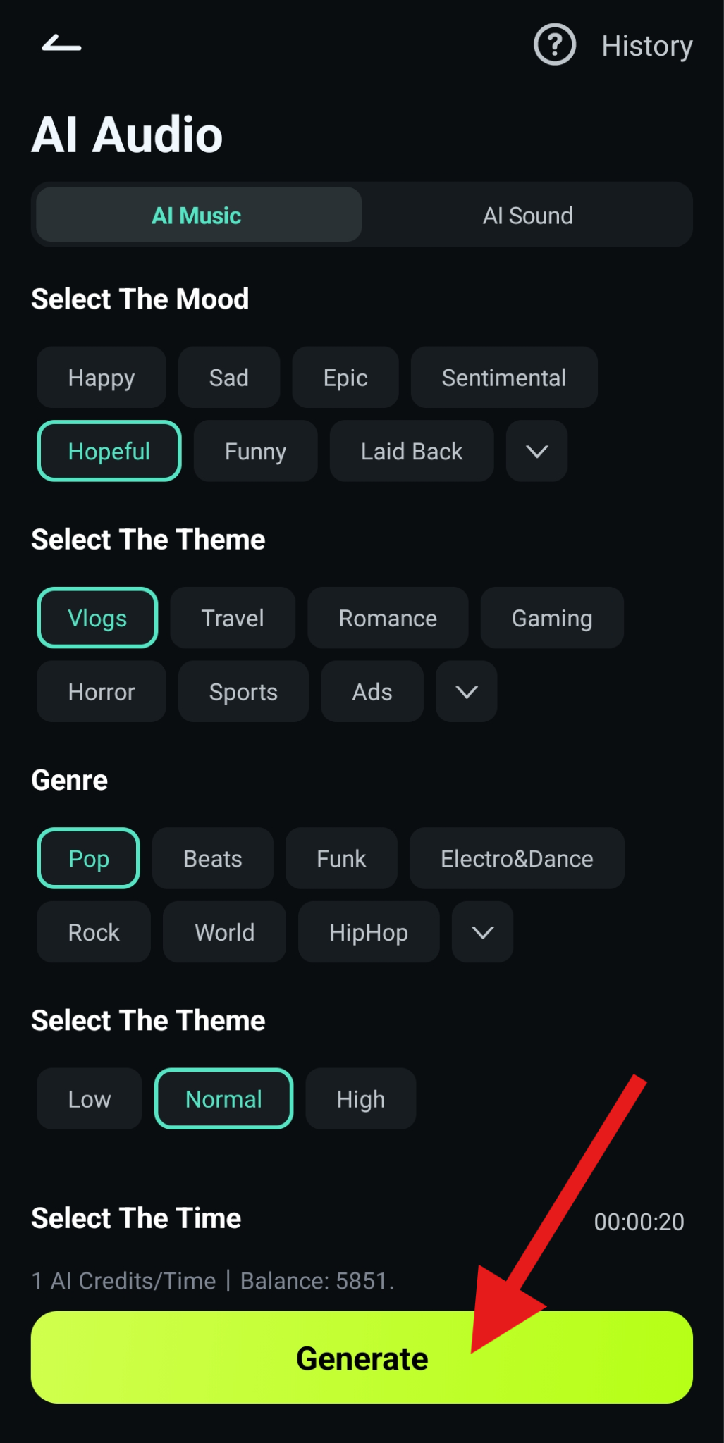 generate ai audio for video filmora