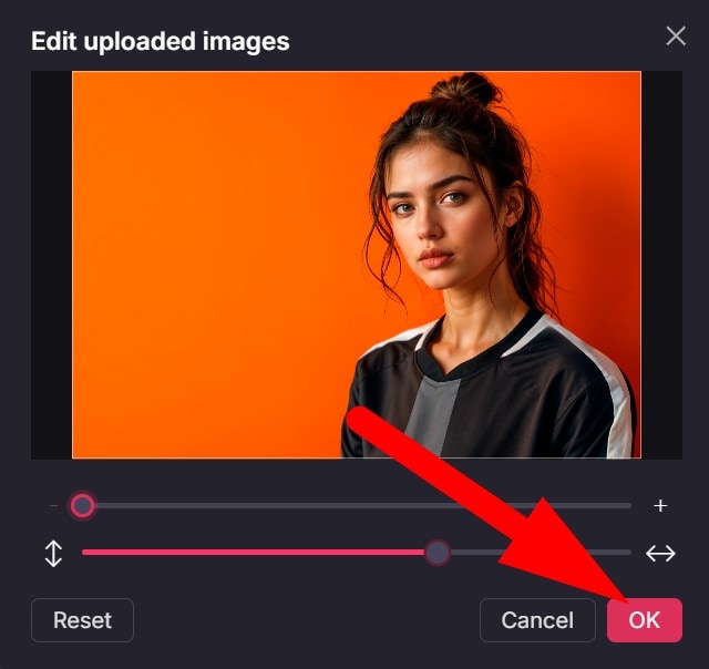 edit uploaded image and click ok