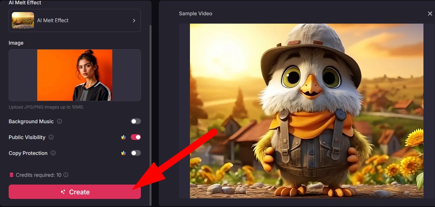 click to create ai melt effect
