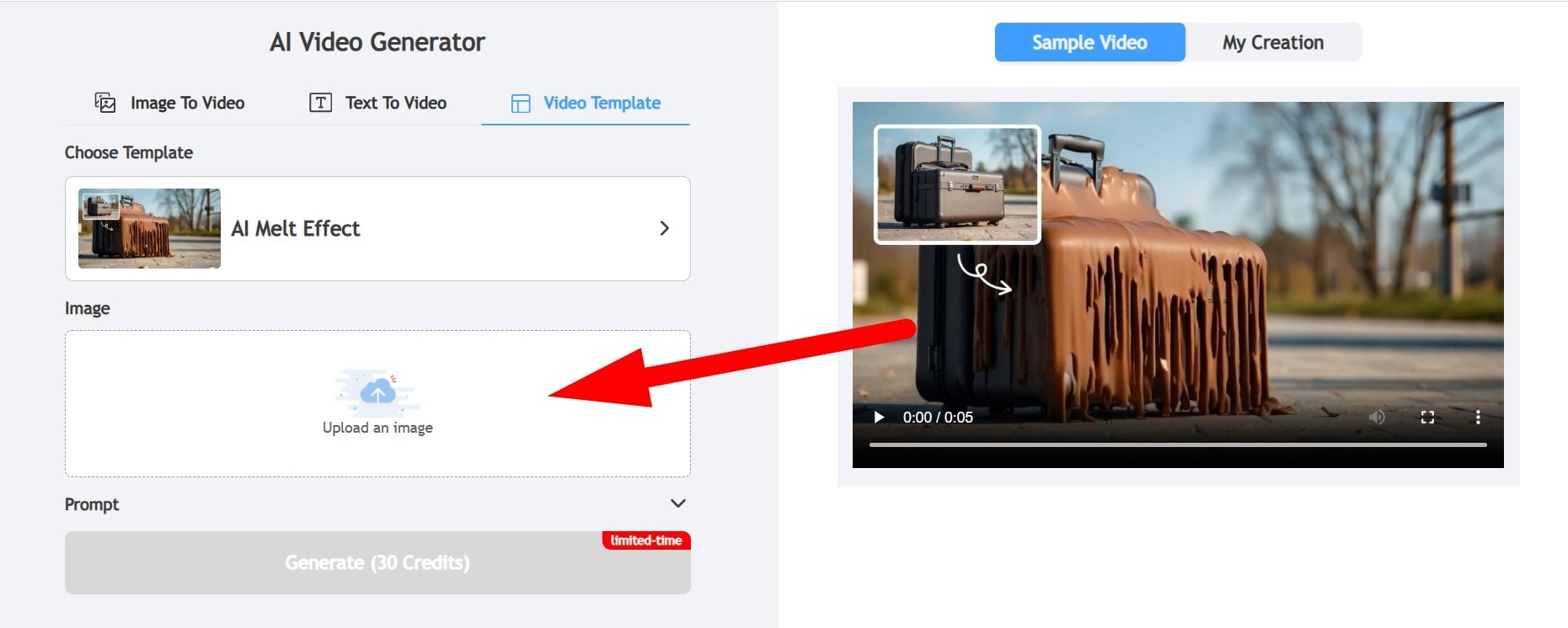 remaker ai melt effect upload photo