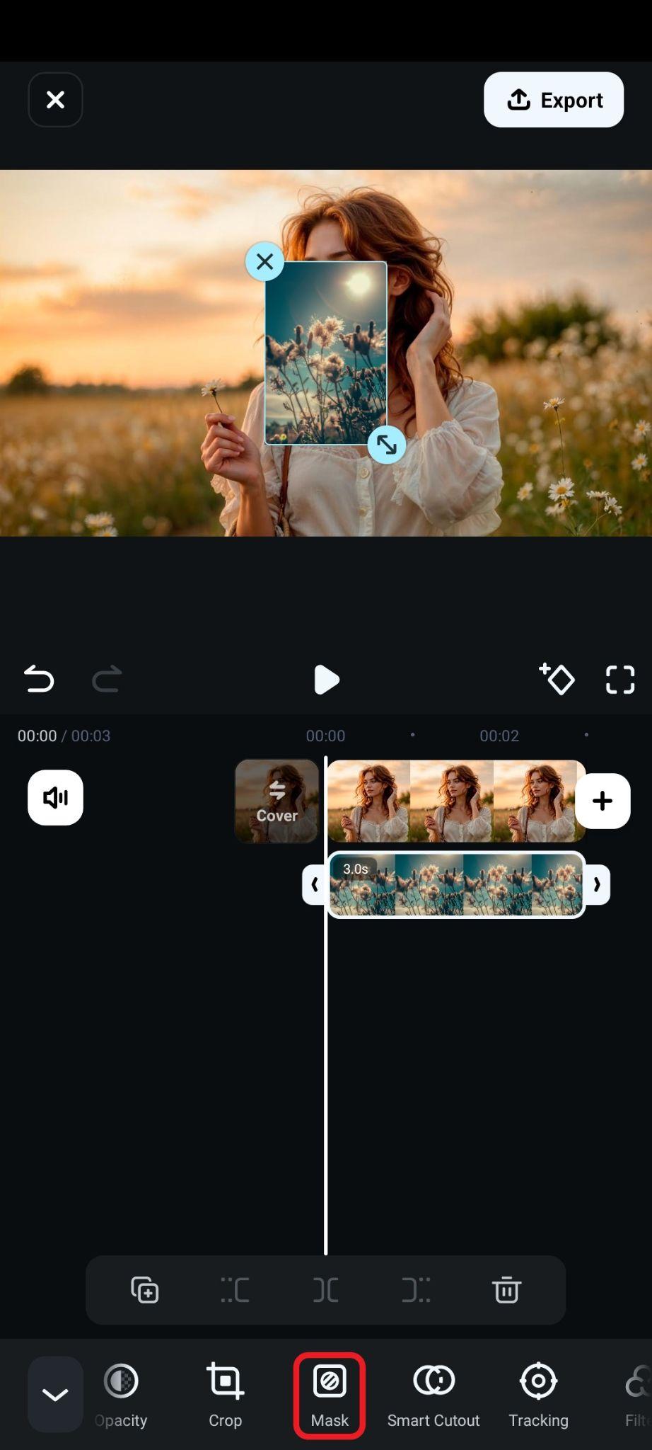 activate image mask feature filmora mobile