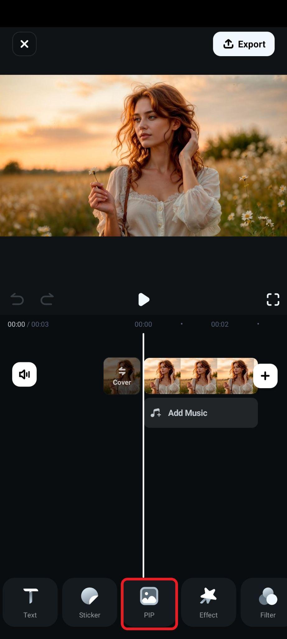 find pip effect using filmora mobile