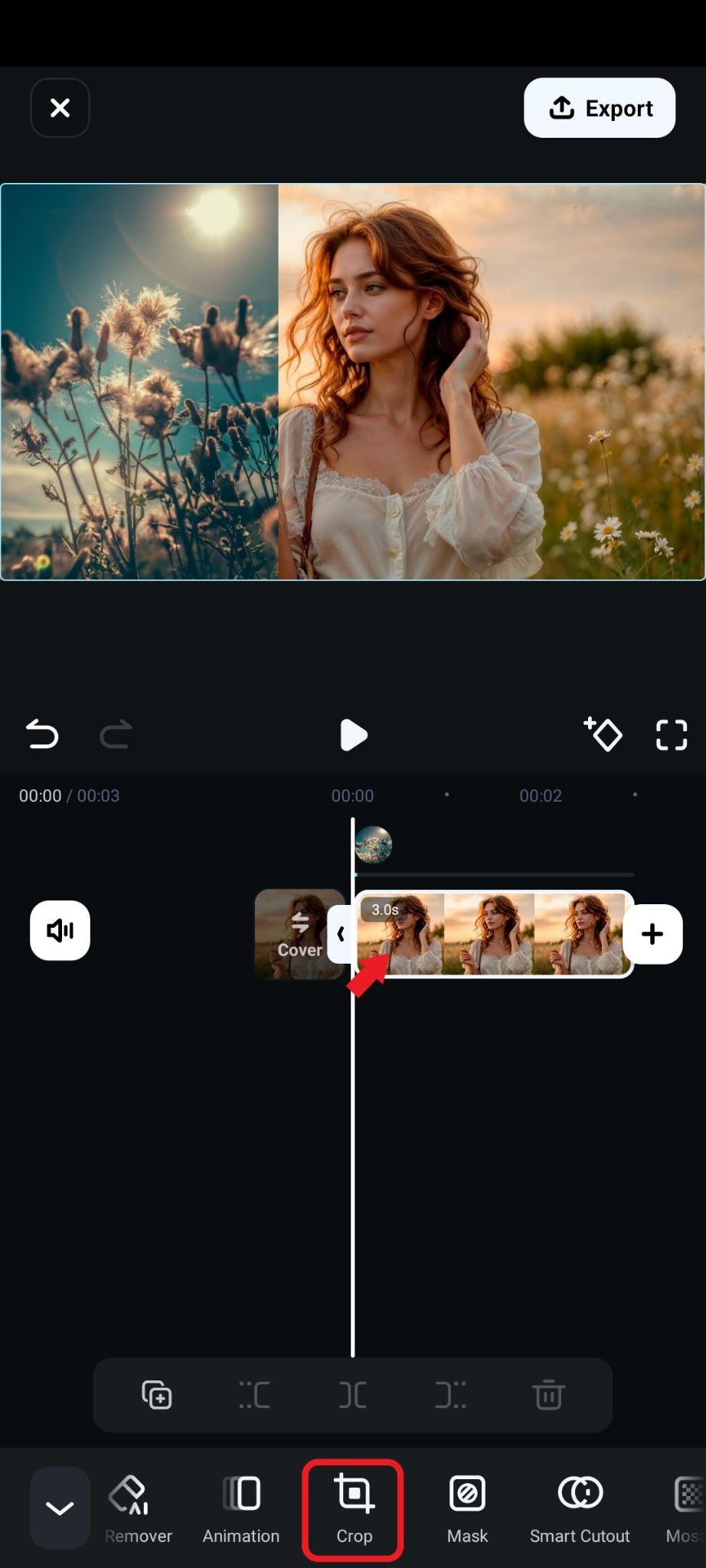use the crop feature filmora mobile