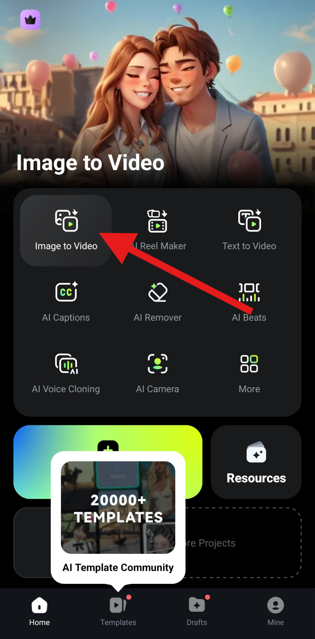 select image to video feature filmora