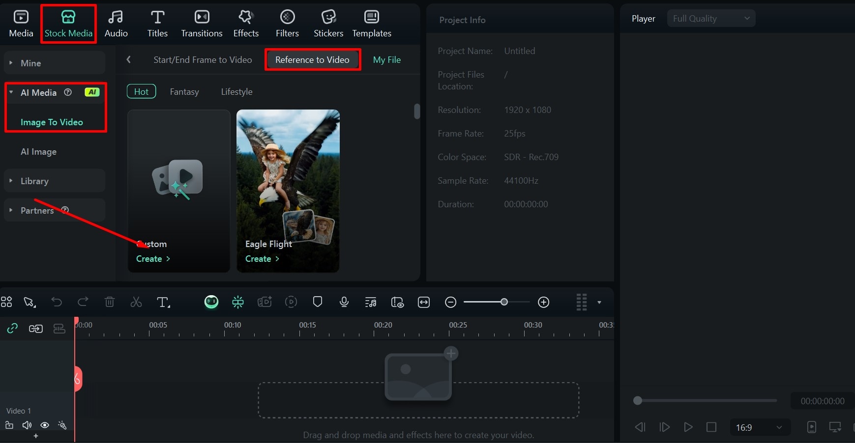 filmora reference to video feature