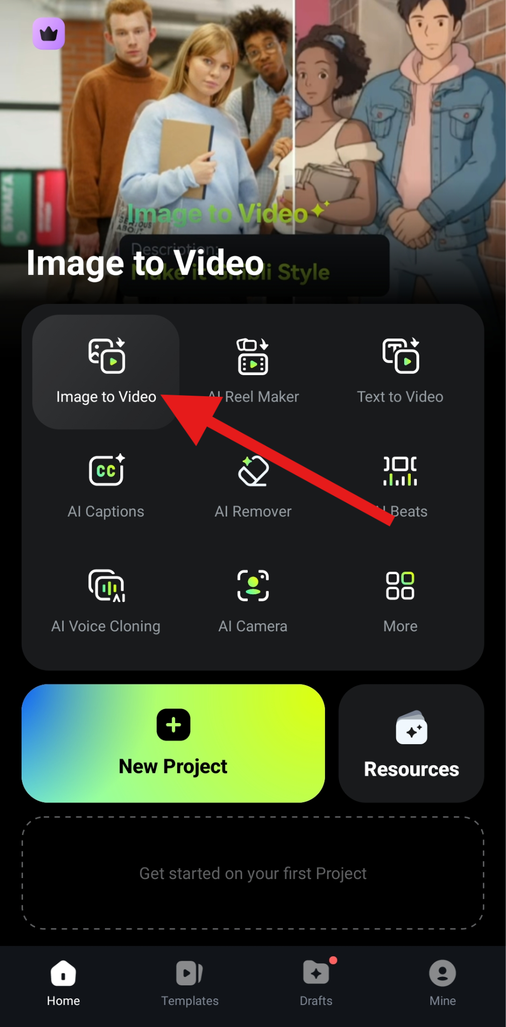 activate image to video feature filmora