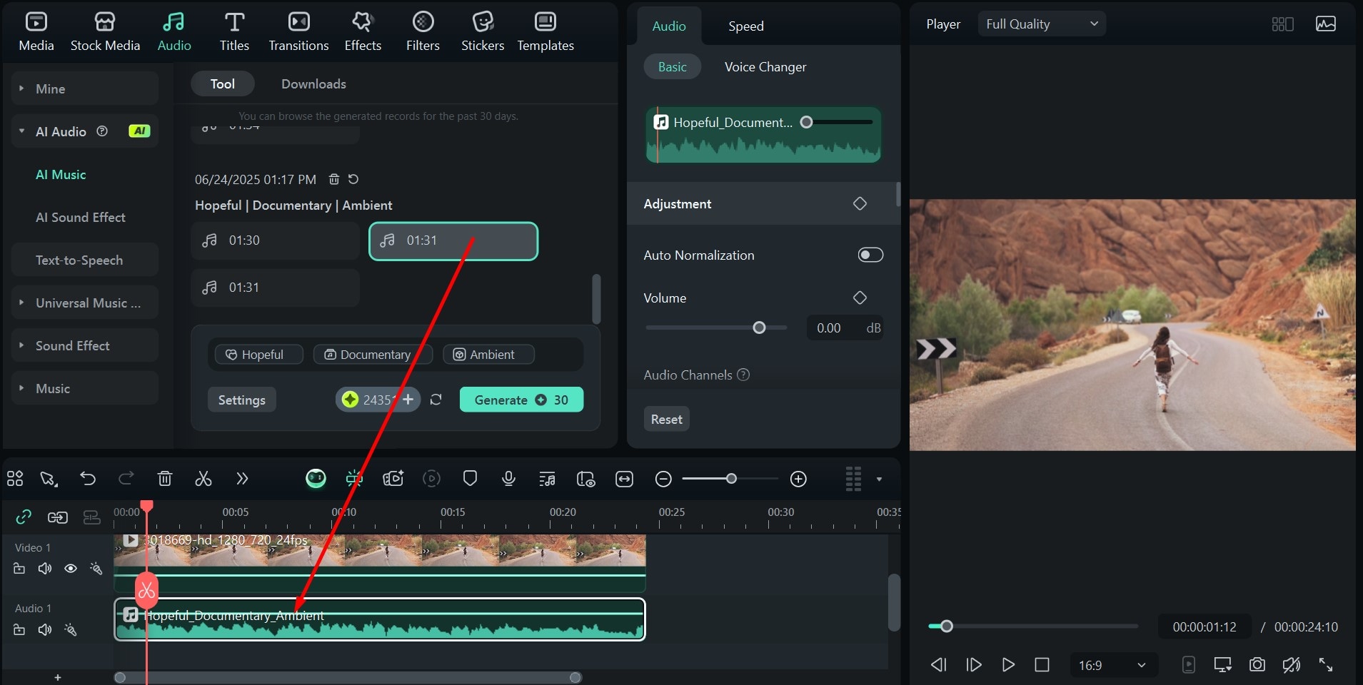 filmora add ai music