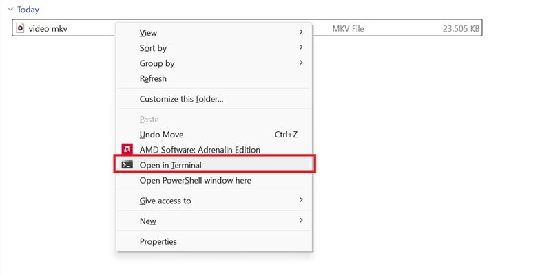 select open in terminal
