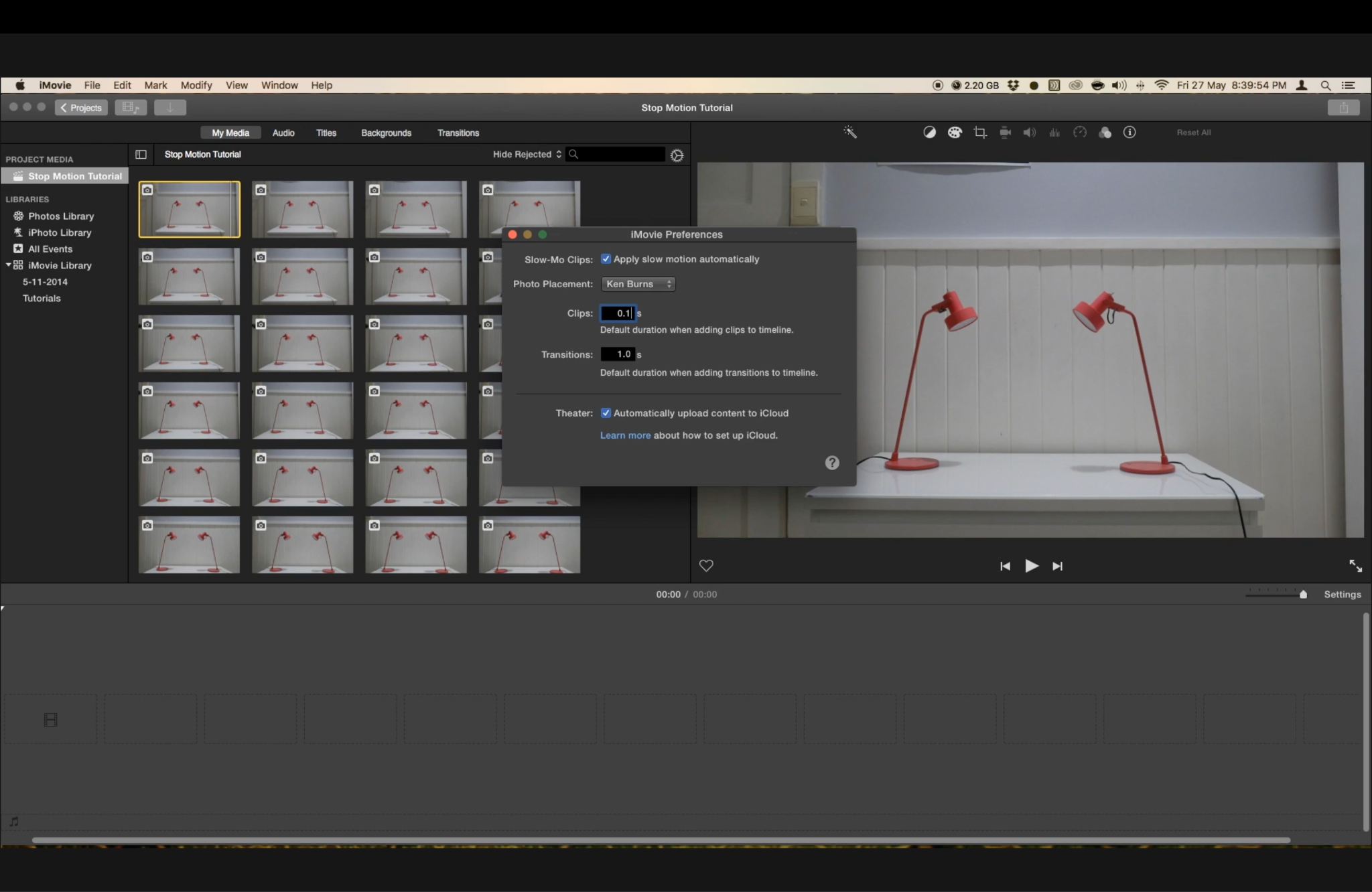 how to make a stop motion in imovie