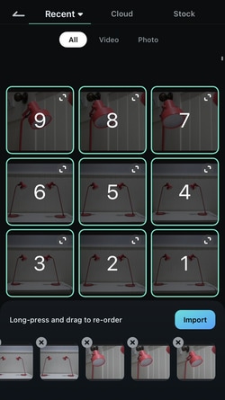 import stop motion photos to filmora mobile