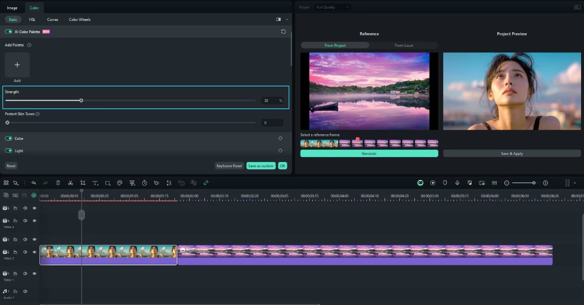 adjust qwen ai video color strength