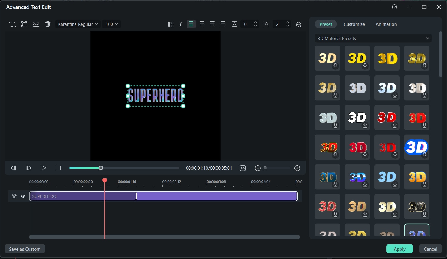 filmora 3d animations