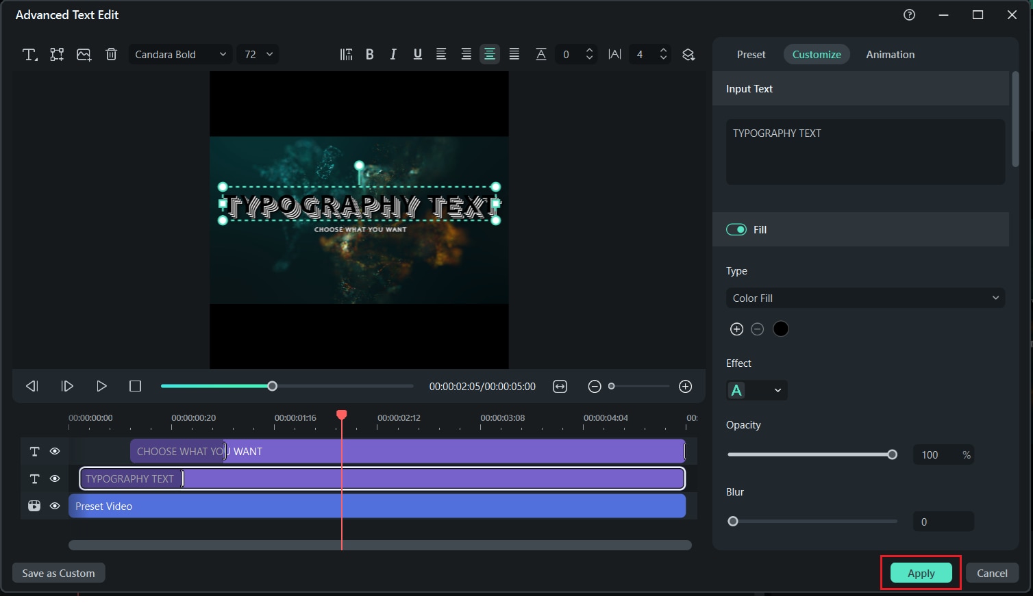 customize text