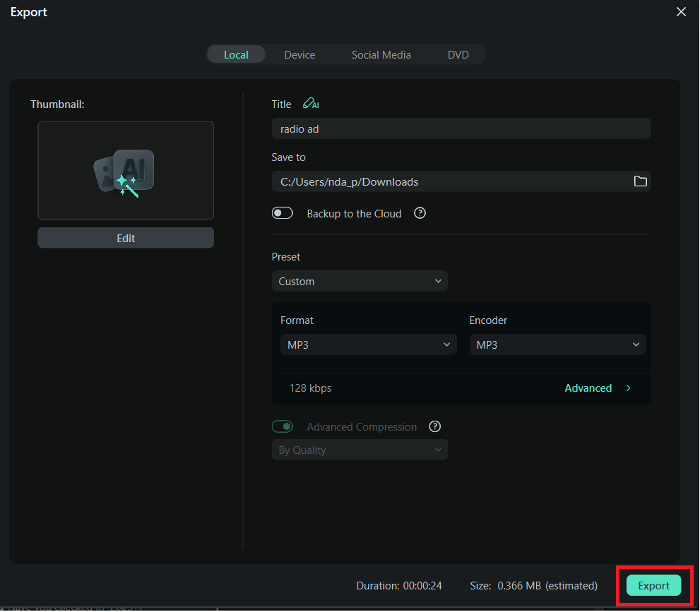 export your radio ad