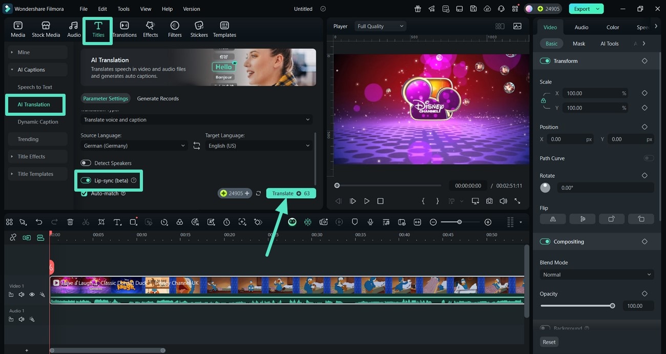 activer la fonction de traduction par IA de la synchronisation labiale