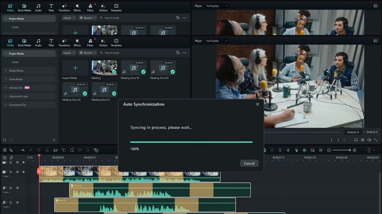 filmora auto audio sync