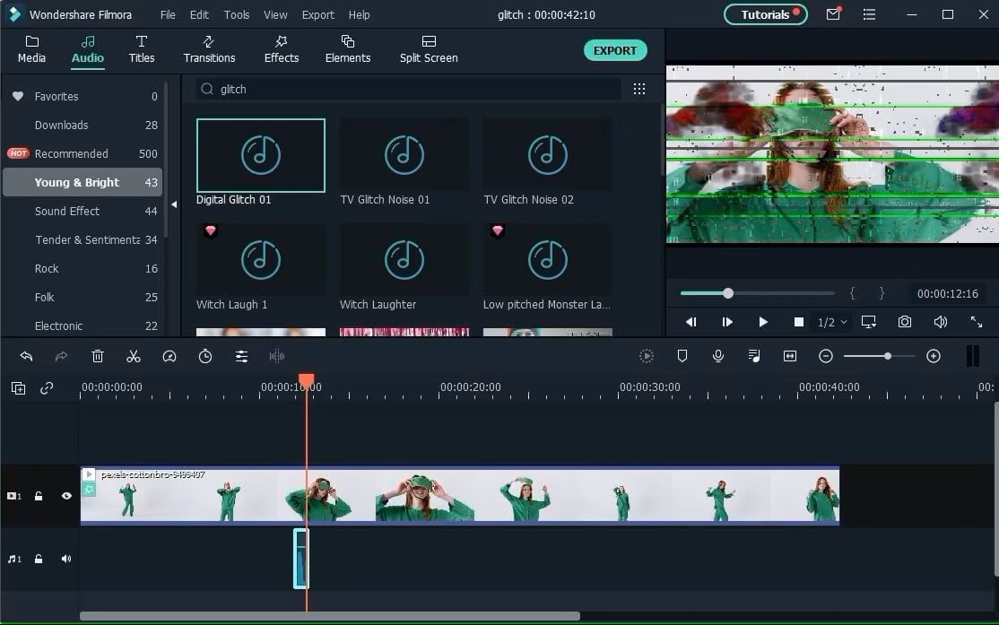layer clips and add the glitch overlay