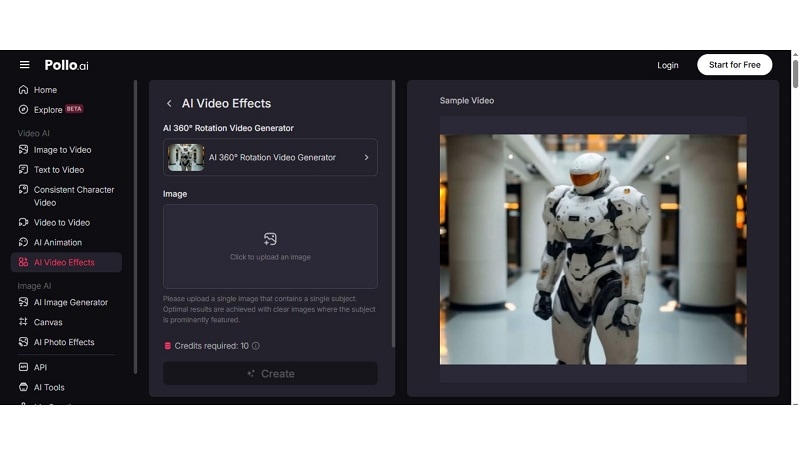 create ai 360 rotation video online