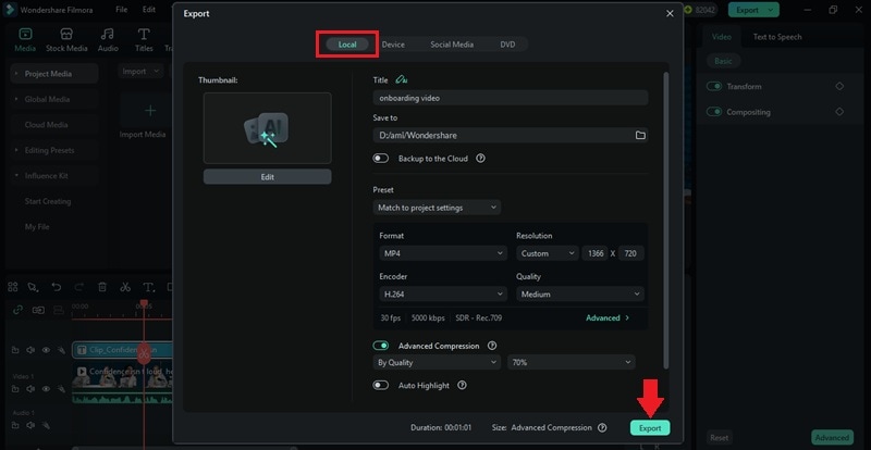 export and share the onboarding video