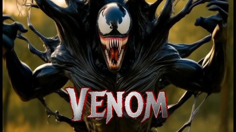 add text overlay to ai venom video