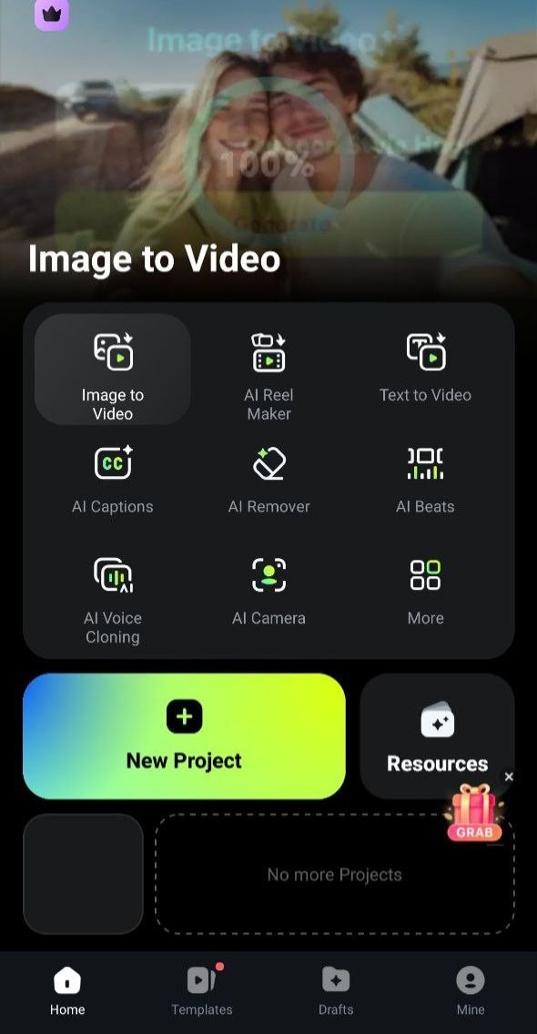 select image to video button