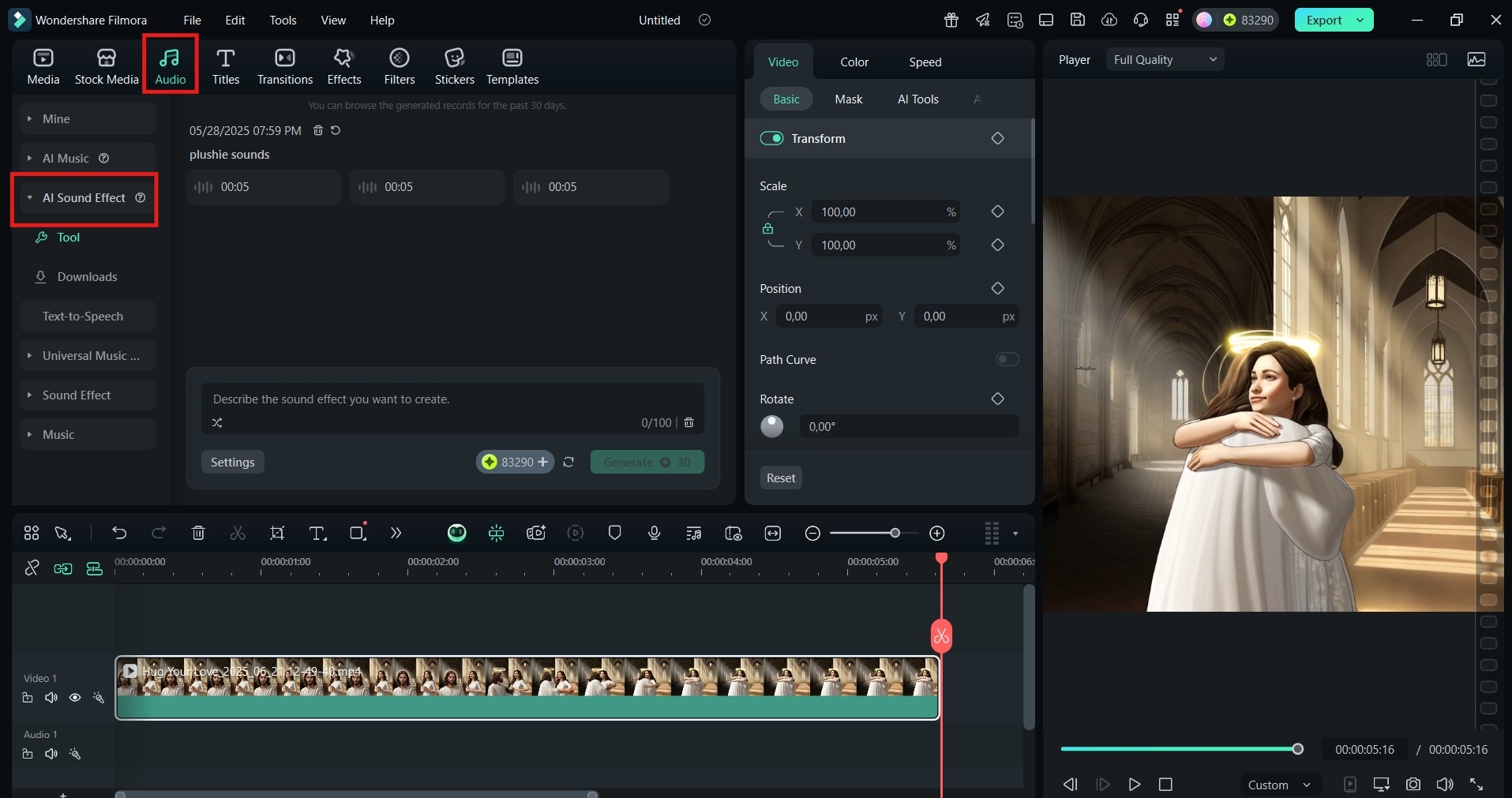 add music to ai jesus hug