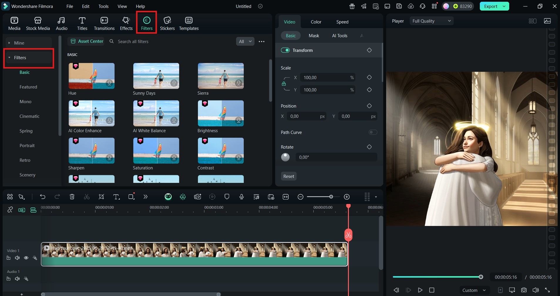 add filters to jesus hug video