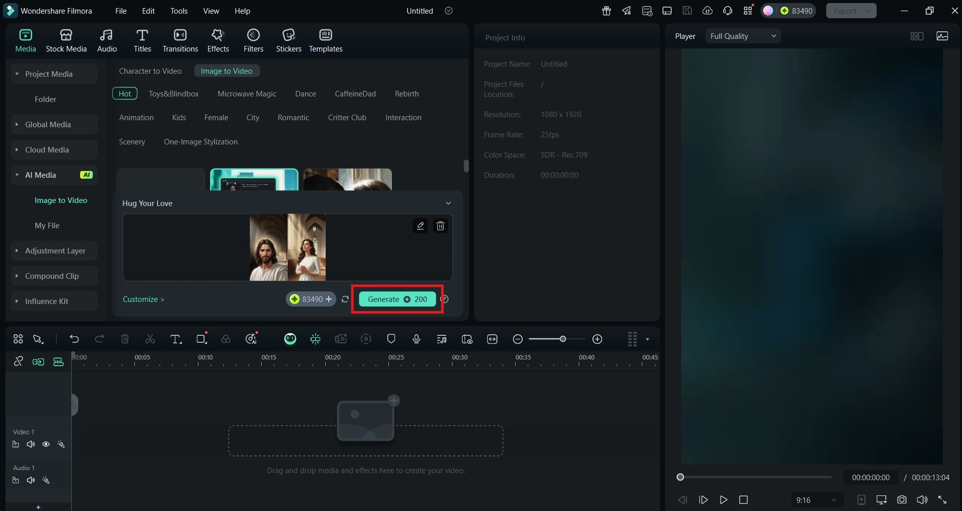 start generating ai jesus hug