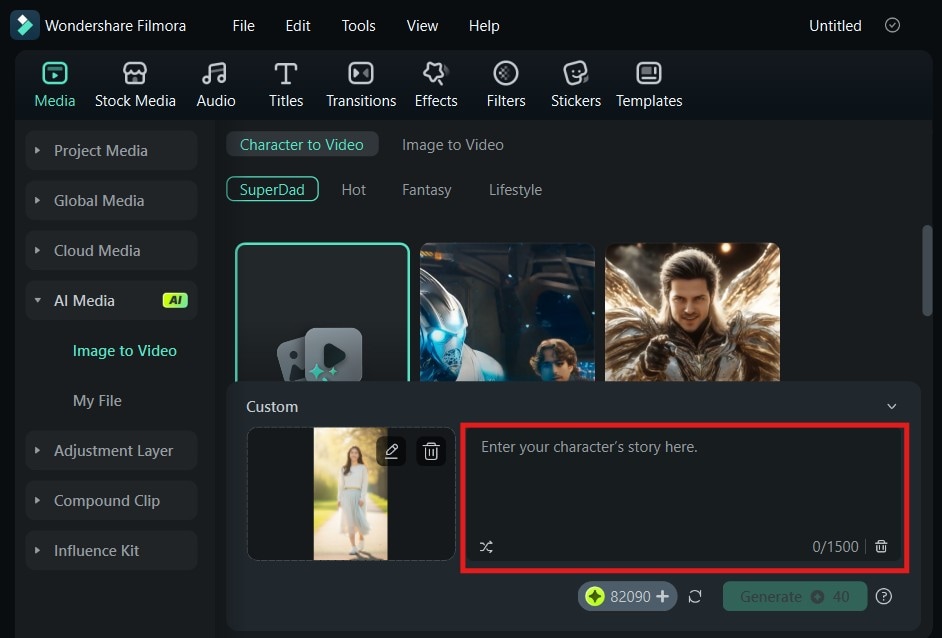 enter custom prompt for ai walking