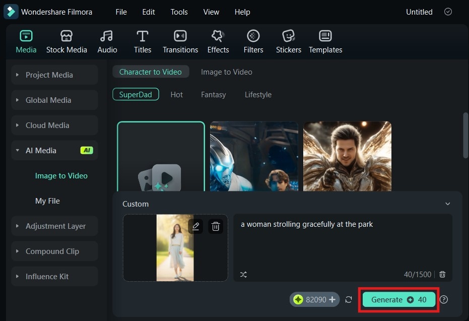 start generating ai walking video